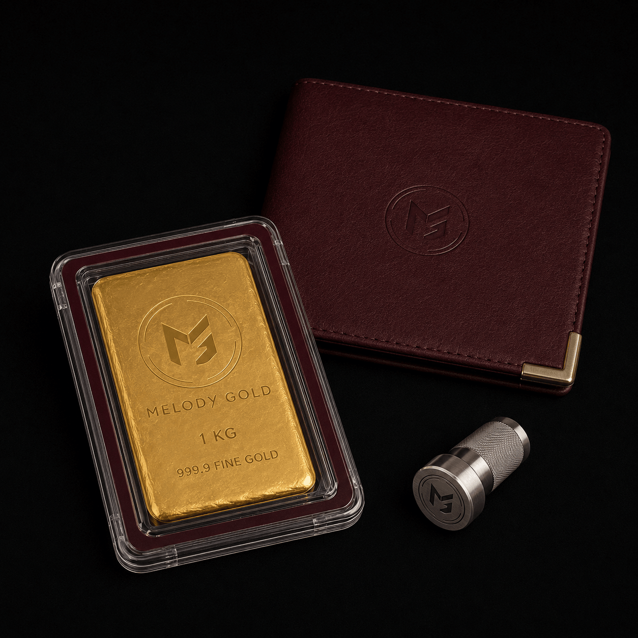 1 kg 999.9 fine gold bar in sealed capsule with brand wallet